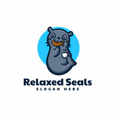 Vector Logo Illustration Seals Mascot Cartoon Style.