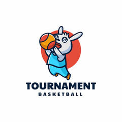 Vector Logo Illustration Tournament Rabbit Mascot Cartoon Style.