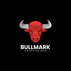 Vector Logo Illustration Bull Gradient Colorful Style.