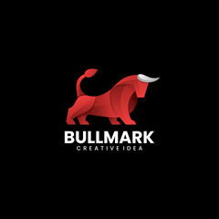 Vector Logo Illustration Bull Gradient Colorful Style.