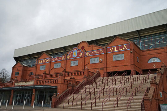 Exterior architecture and building design at Villa park football stadium, home of Aston Villa Football Club- Birmingham, United Kingdom