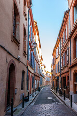 Naklejka na ściany i meble Typical street in Toulouse, Haute Garonne, Occitanie, France