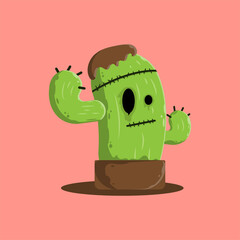 Halloween cactus with frankenstein monster style