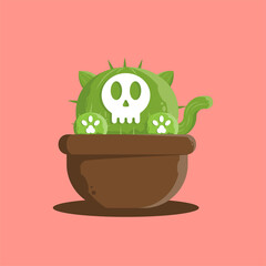 Halloween cactus with cat monster style