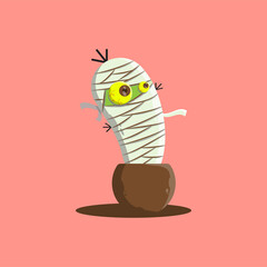 Halloween cactus with mummy monster style