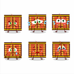 Red firecracker string cartoon character with sad expression