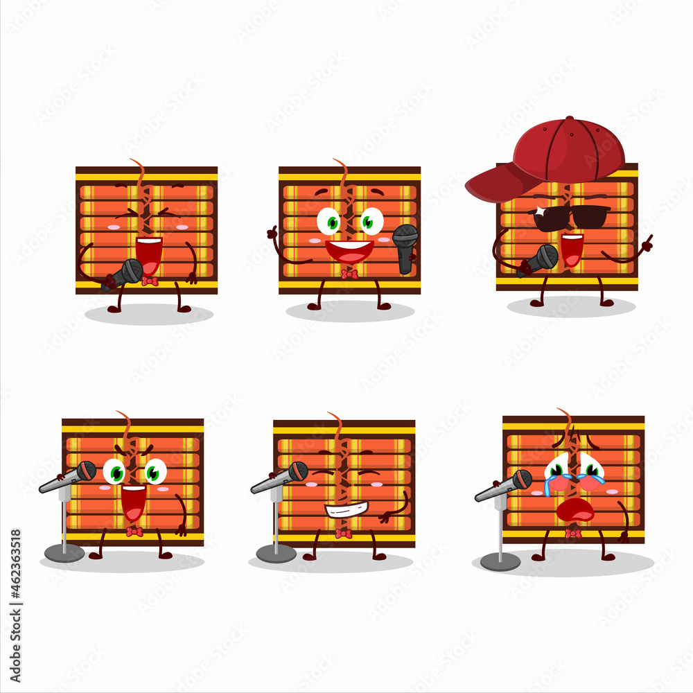 Wall mural a cute cartoon design concept of red firecracker string singing a famous song