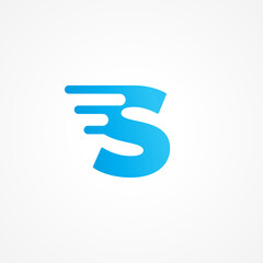Vector illustration of letter S streaking with fluid effect. Initial alphabet logo design template for kids product, food and drink, toys, supplement, vitamin etc. Blue as color identity