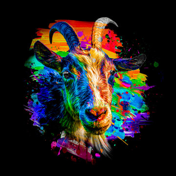 illustration of a goat color art