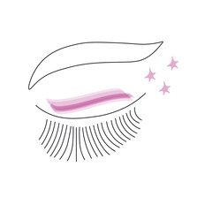 Concept of eyelash, eyebrow lamination and makeup.