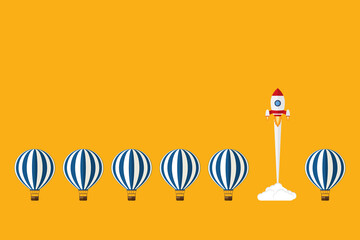 Innovation - Think differently - Being different, taking risky, move for success in life -The graphic of rocket also represents the concept of courage, enterprise, confidence, belief, fearless, daring