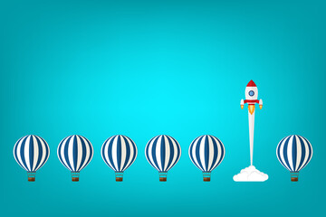 Innovation - Think differently - Being different, taking risky, move for success in life -The graphic of rocket also represents the concept of courage, enterprise, confidence, belief, fearless, daring