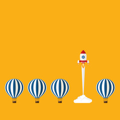 Innovation - Think differently - Being different, taking risky, move for success in life -The graphic of rocket also represents the concept of courage, enterprise, confidence, belief, fearless, daring