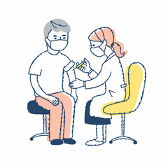 注射をしている女性医師と患者