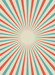 Sunlight retro vertical background. Pale red and beige color burst background.