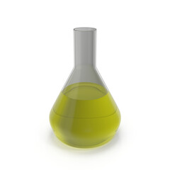 Alchemical Flask Medium Yellow Isolated on white 3D Illustration