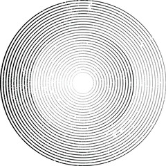 Grunge lines in Circle Form . Spiral Vector Illustration .Textured round Logo . Design element . Abstract Geometric circular shapes .Rotating grunge radial line. Concentric circles