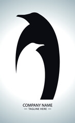 Vector illustration of a logo with two penguins stylized by overlapping each other. An image on the theme of ecology and love and protection for animals