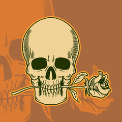 Halloween Day of the dead. Floral decorated skull. Vintage doodle element for logo, label, emblem, sign, poster, t-shirt. Vector illustration