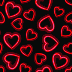 Hand drawn doodle hearts seamless pattern. Valentines day background. Suitable for textile, fabric, wallpaper
