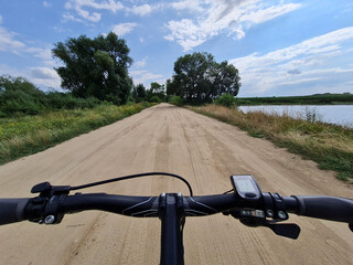 bicycle wheel on gravel