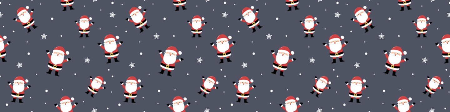 Design of Xmas pattern with Santa Claus. Christmas concept. Banner. Vector