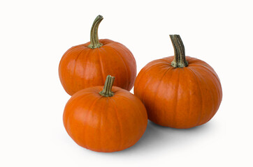 Three pumpkin isolated on white background