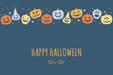 Background with funny pumpkins and wishes. Halloween card. Vector