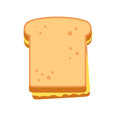 Toast bread icon. Grilled cheese sandwich with melted cheese.
