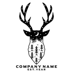 mountain monline vintage outdoor badge design on head deer