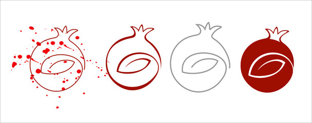 logo, pomegranate, fruit, leaf, pomegranate tree, symbol, icon, icon, pomegranate juice, food, vegan, eco, bio, natural, vitamin, diet, nutrition, nutritionist, doctor,
one lin