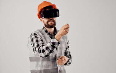 male worker construction work technique design isolated background