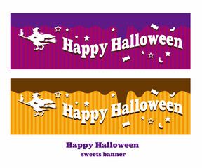 ハロウィンイメージのバナー ベクター お菓子 スイーツ
