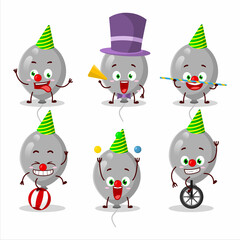 Cartoon character of grey balloons with various circus shows