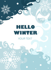 Fototapeta na wymiar Winter story template for social media, blue backgroung with snowflakes. Winter background vector. New year and Christmas vector illustrations design