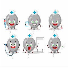 Doctor profession emoticon with grey balloons cartoon character