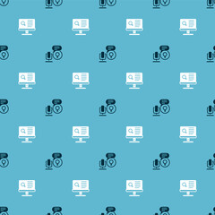 Set Microphone and Dating app on seamless pattern. Vector