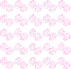 seamless cupcake outline pattern