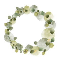 Green leaves wreath illustration for decoration on natural and spring season concept.