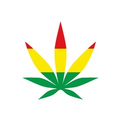 Cannabis Marijuana leaf icon red yellow green colors flag isolated on white background