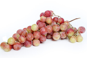 Red fresh grapes isolated on white background