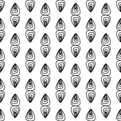 Handdrawn shape seamless pattern. Doodle geometric elements ornament. Freehand design background.Vector abstract backdrop with sharp repeat figures.Isolated on white background.