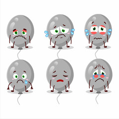 Grey balloons cartoon character with sad expression