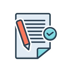 Color illustration icon for noted