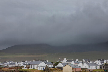 Village. Fog. Misty. Achill island. Ireland Westcoast.