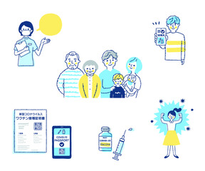 COVID-19　ワクチンパスポートイメージ　セット