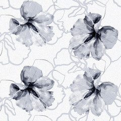 Watercolor flower on a white and colored background.Seamless pattern.