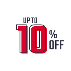 Discount Label up to 10% off Red Vector Template Design Illustration. Suitable Design for Shop and Sale Banners.