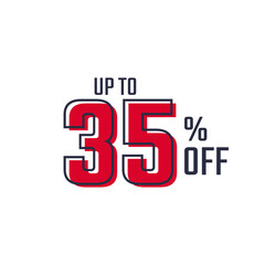 Discount Label up to 35% off Red Vector Template Design Illustration. Suitable Design for Shop and Sale Banners.