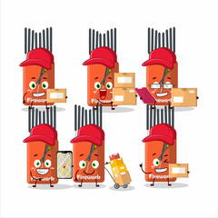 Cartoon character design of firework working as a courier